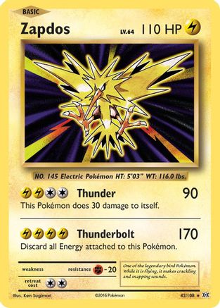 Zapdos 042/108 - Holofoil XY Evolutions - Holo Rare