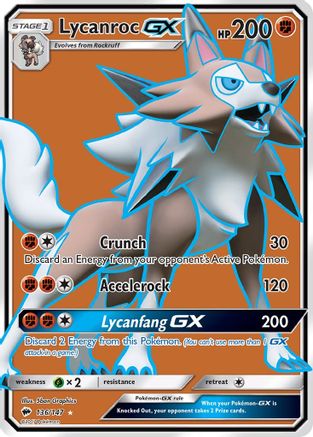 Lycanroc GX (Full Art) 136/147 - Holofoil SM  Burning Shadows - Ultra Rare