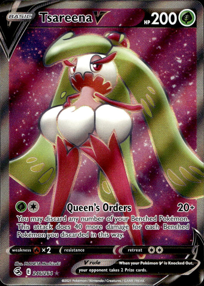 pokemon tsareena card Pokemon TCG SWSH: Fusion Strike #246/264 Tsareena V (Full Art)