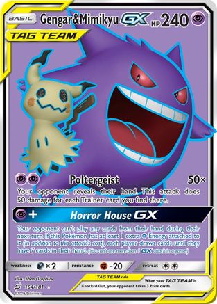 Gengar & Mimikyu GX (Full Art) 164/181 - Holofoil SM Team Up - Ultra Rare