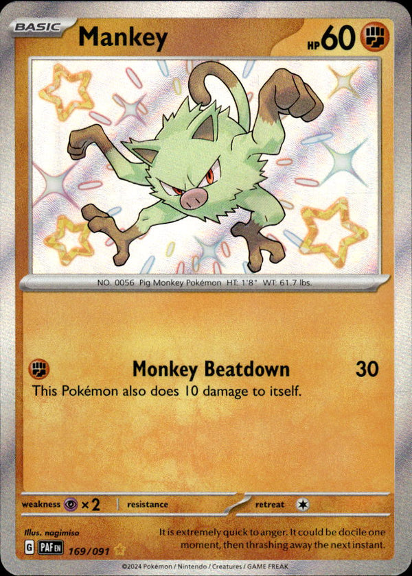 Pokemon TCG SV4.5: Paldean Fates #169/091 Mankey