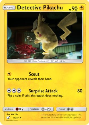 Detective Pikachu 10/18 - Holofoil Detective Pikachu - Rare