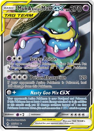 Muk & Alolan Muk GX (197) (Full Art) 197/214 - Holofoil SM  Unbroken Bonds - Ultra Rare