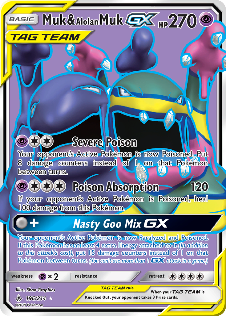 Muk & Alolan Muk GX 196/214 - Holofoil SM  Unbroken Bonds - Ultra Rare
