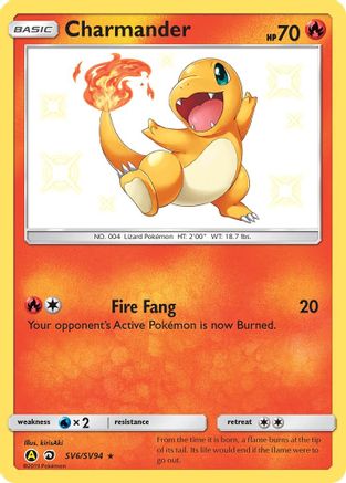 Charmander SV6/SV94/94 - Holofoil Hidden Fates Shiny Vault - Shiny Holo Rare