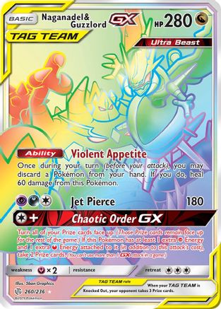 Naganadel & Guzzlord GX (Secret) 260/236 - Holofoil SM Cosmic Eclipse - Secret Rare