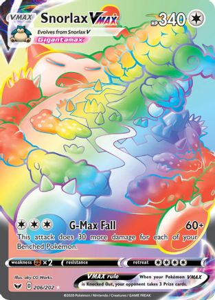 Snorlax VMAX (Secret) 206/202 - Holofoil SWSH01 Sword & Shield Base Set - Secret Rare