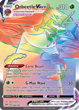 Orbeetle VMAX (Secret) 186/185 - Holofoil SWSH04 Vivid Voltage - Secret Rare