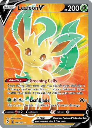 Leafeon V (Full Art) 166/203 - Holofoil SWSH07 Evolving Skies - Ultra Rare