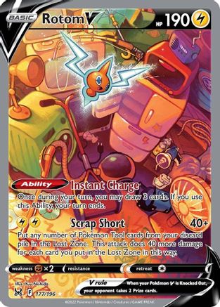 Rotom V (Alternate Full Art) 177/196 - Holofoil SWSH11 Lost Origin - Ultra Rare