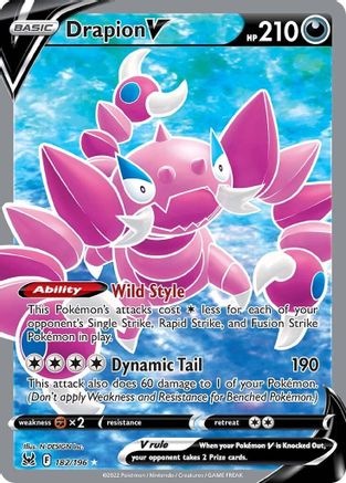 Drapion V (Full Art) 182/196 - Holofoil SWSH11 Lost Origin - Ultra Rare