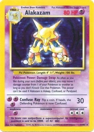 Alakazam 001/102 - Holofoil Base Set - Holo Rare