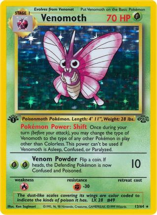 Venomoth 13/64 - Unlimited Holofoil Jungle - Holo Rare