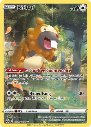 Bidoof GG29/GG70 - Holofoil Crown Zenith Galarian Gallery - Ultra Rare
