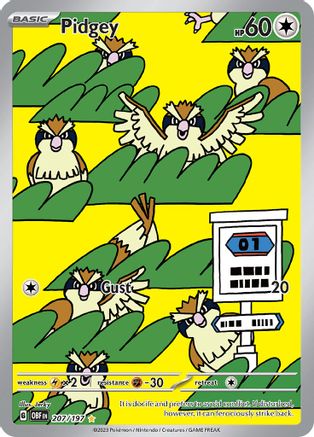 Pidgey 207/197 - Holofoil SV03 Obsidian Flames - Illustration Rare