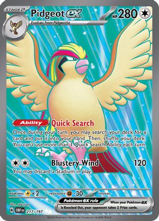 Pidgeot ex 217/197 - Holofoil SV3 Obsidian Flames - Ultra Rare
