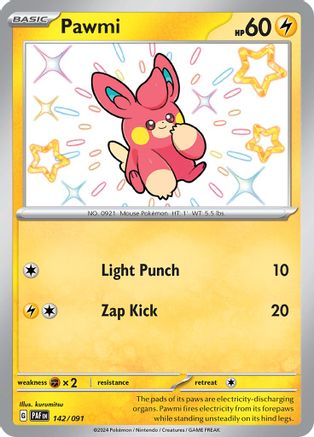 Pawmi 142/091 - Holofoil SV Paldean Fates - Shiny Rare