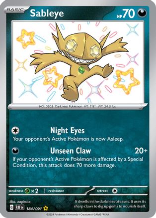 Sableye 184/091 - Holofoil SV Paldean Fates - Shiny Rare