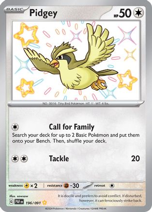 Pidgey 196/091 - Holofoil SV4.5 Paldean Fates - Shiny Rare