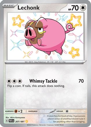 Lechonk 207/091 - Holofoil SV4.5 Paldean Fates - Shiny Rare