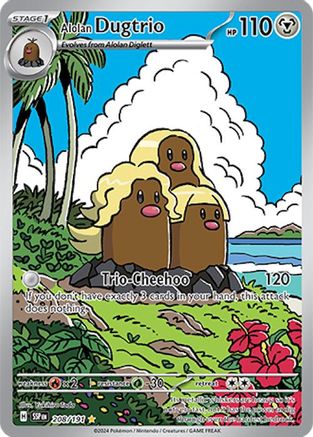 Alolan Dugtrio 208/191 - Holofoil SV08 Surging Sparks - Illustration Rare