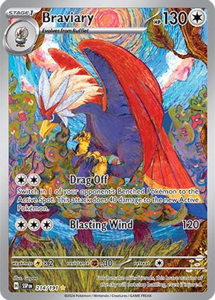 Braviary 214/191 - Holofoil SV8 Surging Sparks - Illustration Rare