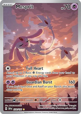 Mesprit 204/191 - Holofoil SV08 Surging Sparks - Illustration Rare