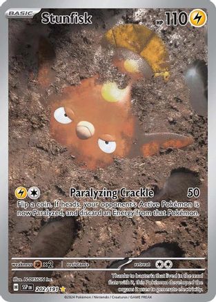 Stunfisk 202/191 - Holofoil SV08 Surging Sparks - Illustration Rare