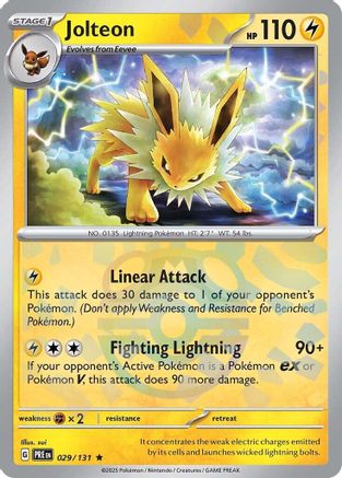 Jolteon (Master Ball Pattern) 029/131 - Holofoil SV Prismatic Evolutions - Rare