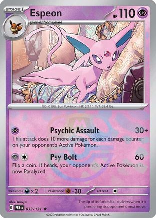Espeon (Master Ball Pattern) 033/131 - Holofoil SV Prismatic Evolutions - Rare