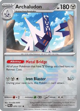 Archaludon (Master Ball Pattern) 070/131 - Holofoil SV Prismatic Evolutions - Rare