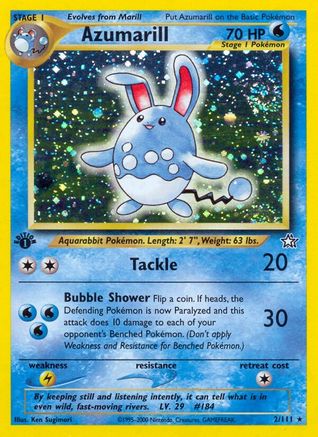 Azumarill 002/111/111 - Unlimited Holofoil Neo Genesis - Holo Rare