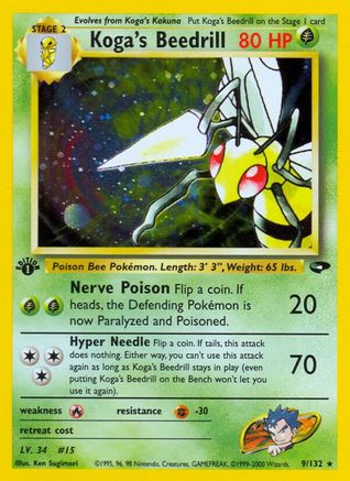 Koga's Beedrill 009/132 - Unlimited Holofoil Gym Challenge - Holo Rare