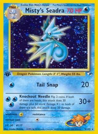Misty's Seadra 9/132 - Unlimited Holofoil Gym Heroes - Holo Rare