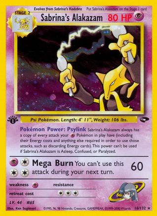 Sabrina's Alakazam 016/132 - Unlimited Holofoil Gym Challenge - Holo Rare