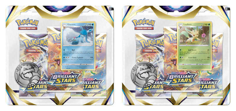 Pokemon TCG: Brilliant Stars 3 Pack Blister Artset -  Leafeon & Glaceon